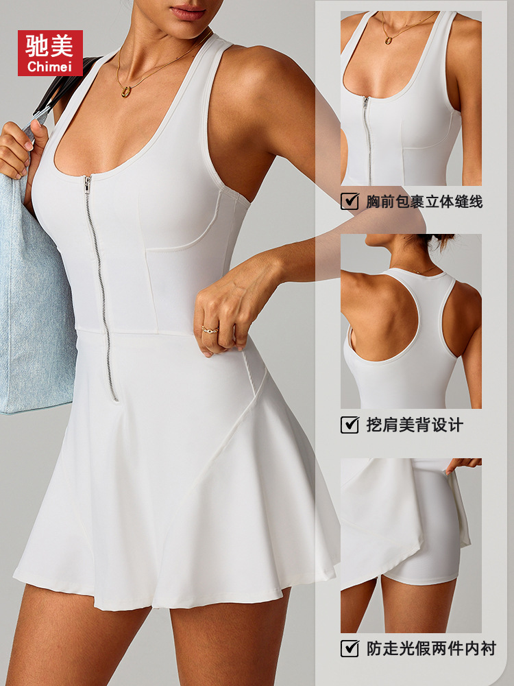 Europa y Estados Unidos desnudos transfronterizos anti-vagabundo ropa deportiva de verano al aire libre para mujeres correr vestidos de tenis de acondicionamiento físico 8832