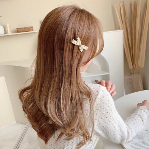 South Korea's Dongdaemun original micro-inlaid zircon bow hairpin exquisite diamond-encrusted lady's cute hairpin duckbill clip