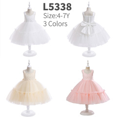 無袖女童蓬蓬網紗公主裙兒童禮服小女孩鋼琴走秀演出表演花童禮服