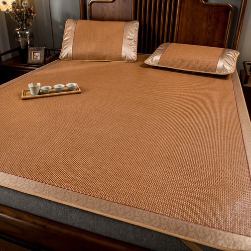 Summer mat rattan mat three-piece set for single dormitory folding ice rattan mat summer household double mat mat wholesale