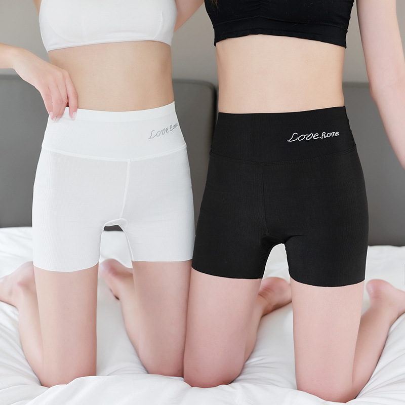 Ice Silk Safety Pants for Women, Summer Thin Anti-exposure Underwear, Two-in-one Can Be Worn Outside, Belly-control Bottoming Shorts, Non-curling