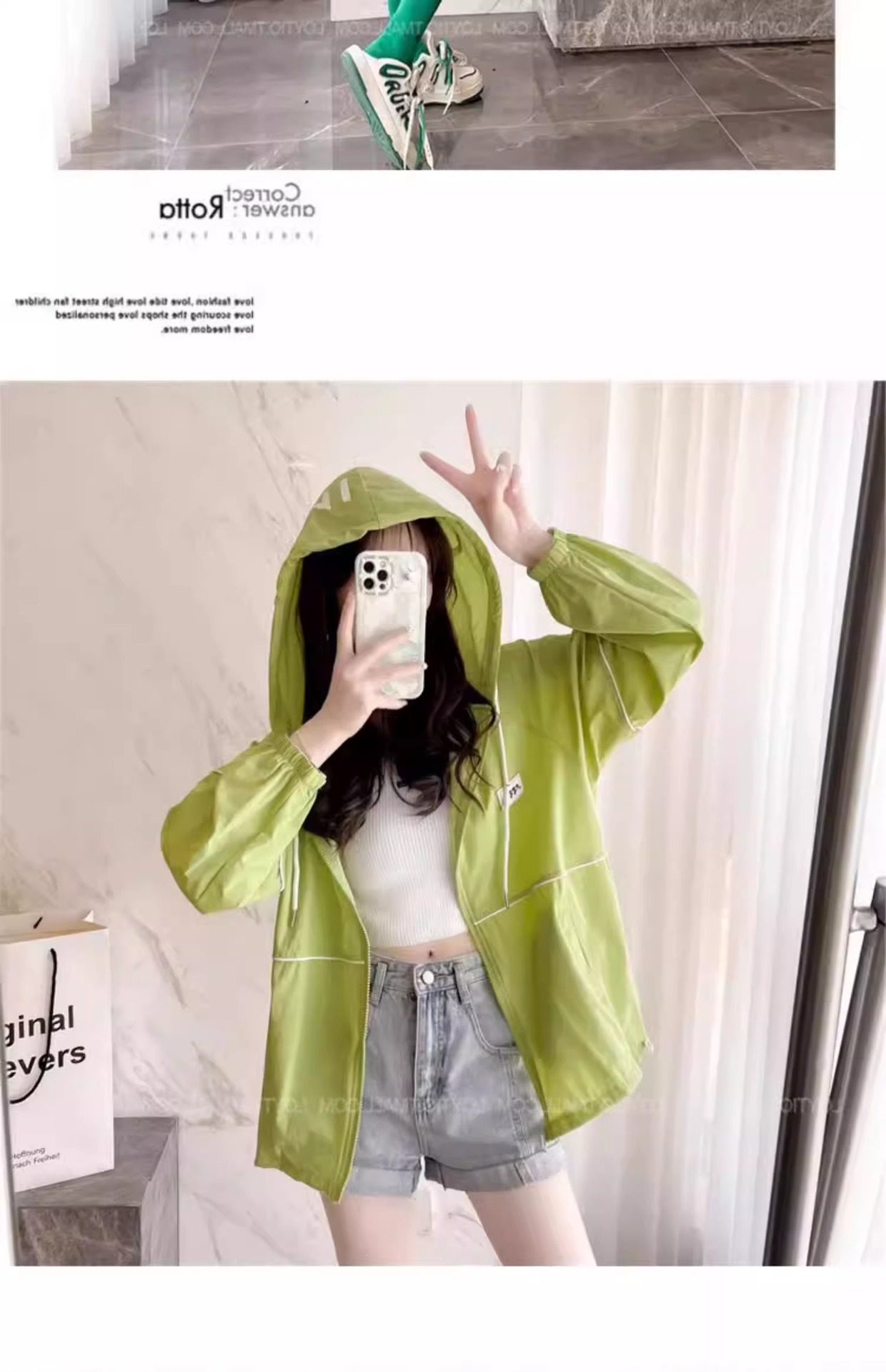 Áo chống nắng nữ dáng rộng có mũ, mỏng thoáng khí mùa hè, phong cách thể thao đa năng — Màu hồng chi tiết 8
