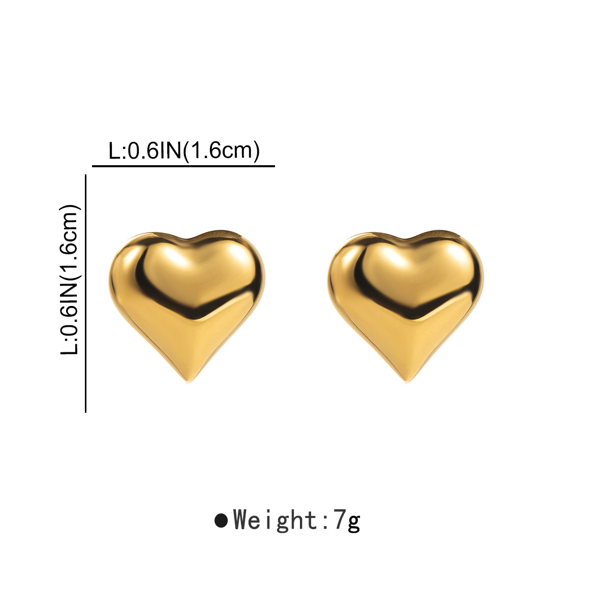 1 Pair Basic Simple Style Heart Shape Plating Stainless Steel Ear Studs display picture 4