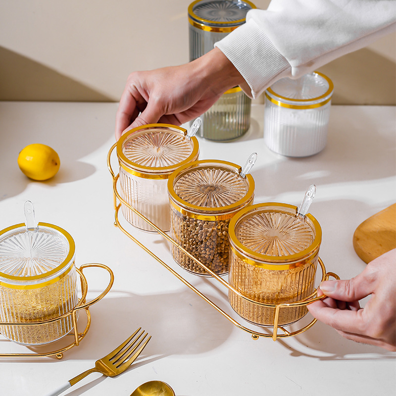 Caja de condimento hogar cocina condimento tarro combinación traje Integrado Multi-Red sal MSG pimienta condimento botella de condimento de almacenamiento