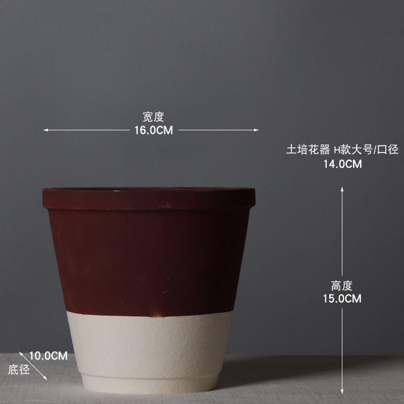 わびさび風レトロ陶器植木鉢多肉植物陶器古い杭鉢フラワーショップB&B小さな粗い陶器植木鉢|undefined