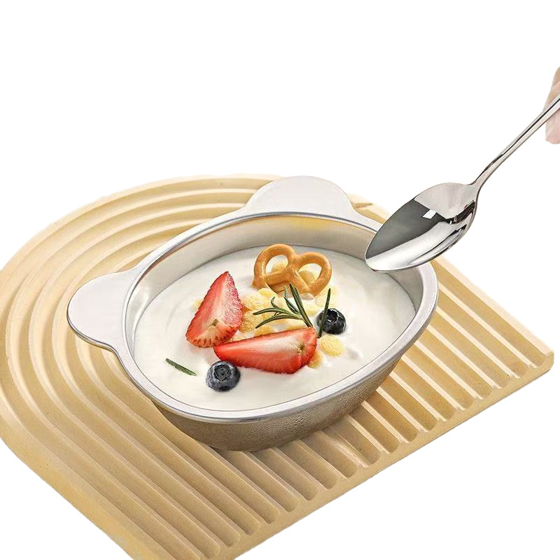 Cat bowl stainless steel cat food bowl cat rice bowl grain bowl drink water bowl food bowl pet dog bowl diagonal mouth bowl to protect cervical spine 5