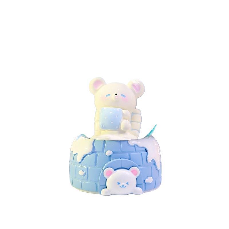 Dibujos Animados lindo Oso de invierno mini bola cristal del agua para niños regalo cumpleaños escritorio decoraciones al por mayor