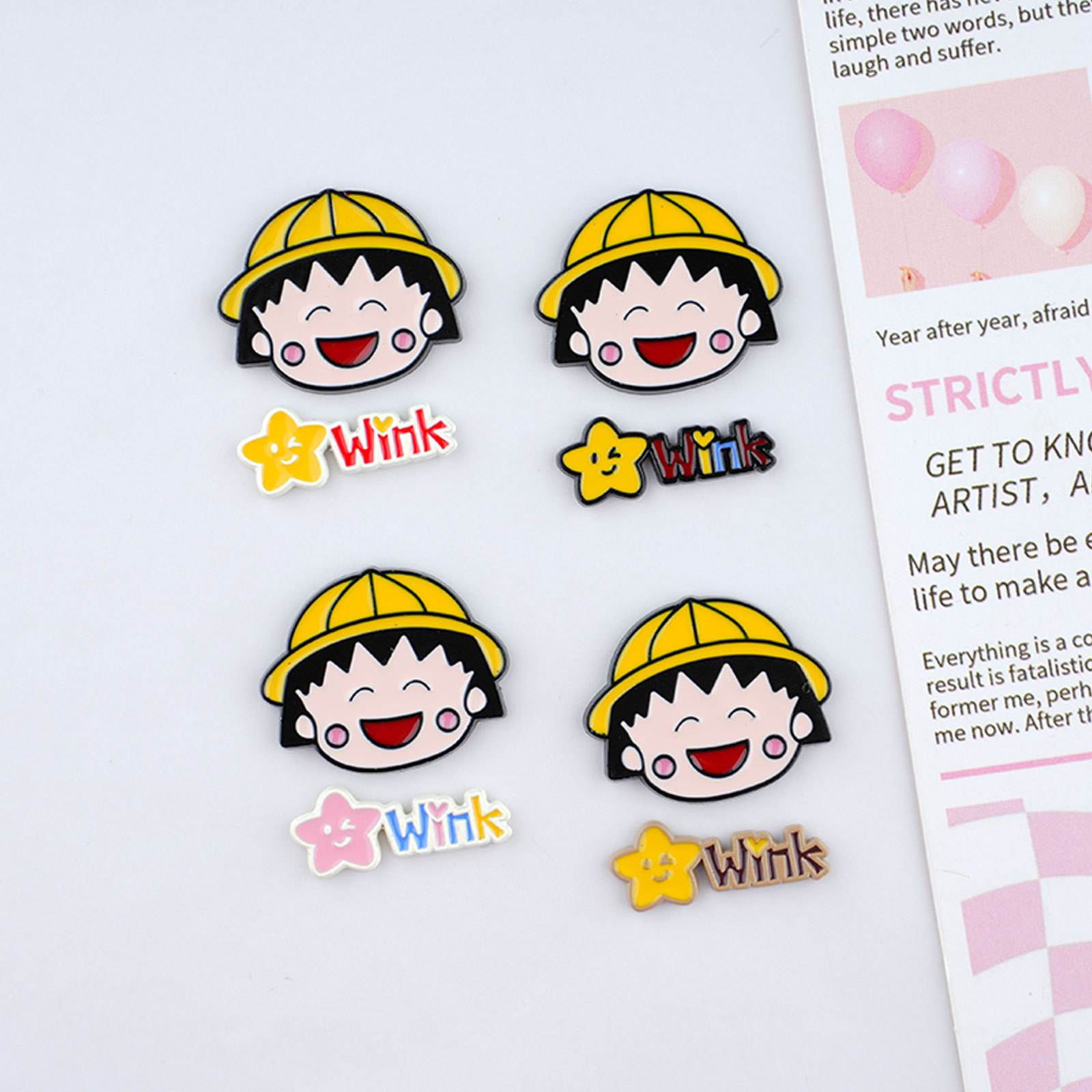漫画カラフルな小さなボールスターレター diy 合金パッチヘアピンジュエリー携帯電話ケース下駄アクセサリーバッチ
