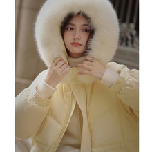 2025冬季白鹅绒狐狸毛领羽绒服女中长款过膝宽松加厚收腰外套保暖