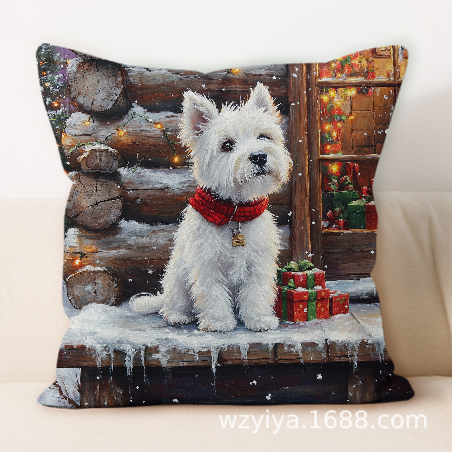 Navidad cachorro almohada cuadrada casa sala de estar sofá dormitorio cabecera almohada cuadrada sin cojín central