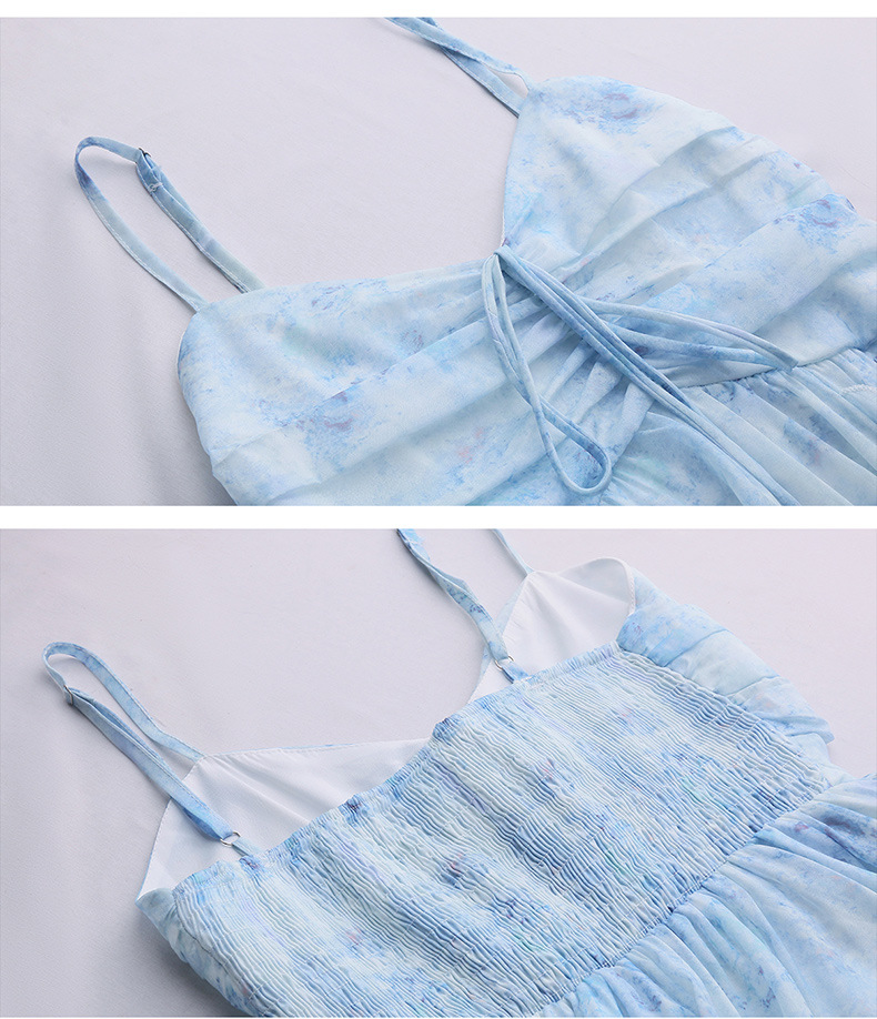 Đầm maxi nữ hai dây hoa nhí kèm áo khoác cardigan tay bèo — màu xanh nhạt, màu tím nhạt chi tiết 18