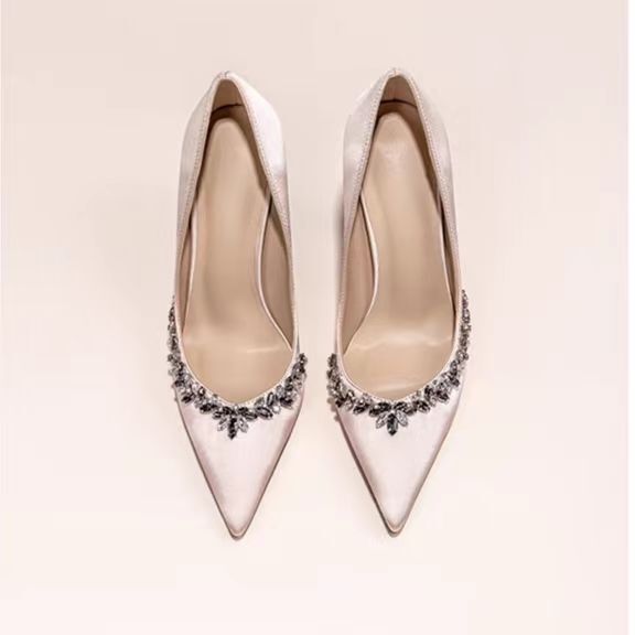 Brilliant Starry Sky High Heels for Women 2026 Spring and Autumn New Style Thin Heel Pointed Toe French Style Elegant Rhinestone Single Shoes Bridesmaid Wedding Shoes