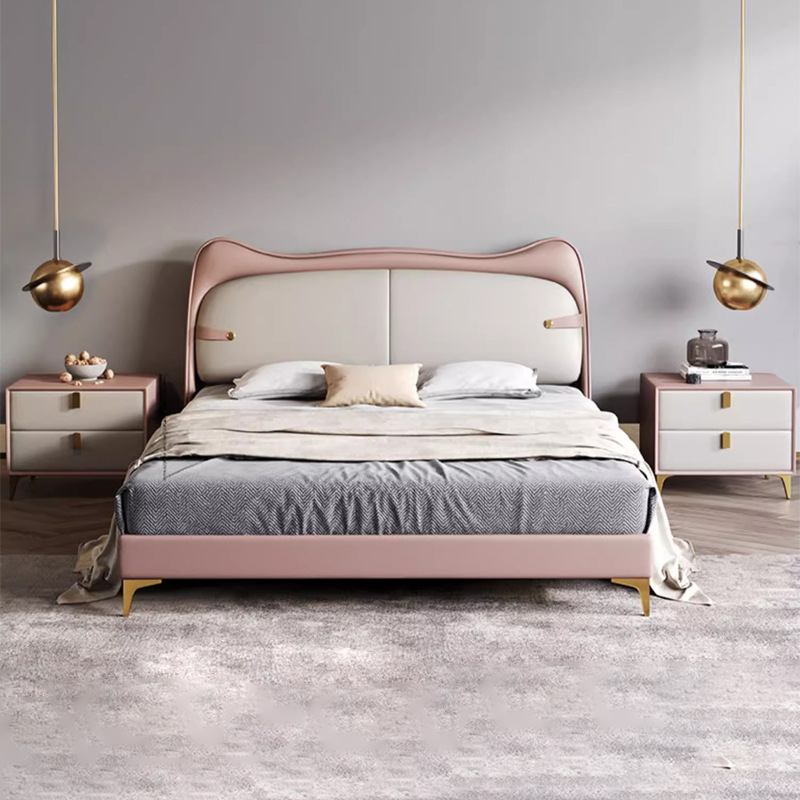 Creativo nuevo gatito de pies altos niñas princesa cama de cuero para niños cama secundaria moderna simple de 1.35m cama pequeña de almacenamiento