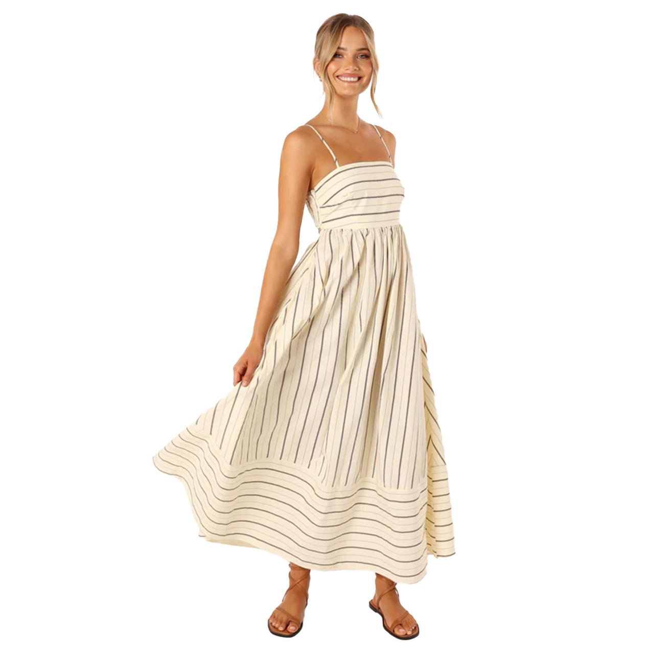 210g Weight Midi Dress Dress Length Type Sleeveless Sleeve Length Strap Dress, Regular Dress Dresses Type Spandex, Polyester Fabric Type Mid Waist Waist Line Daily Occasion Strap Neckline Regular Fit Fit Type Stripe Pattern Summer, Spring Season Women's Gender Elegant, Streetwear Style Wholesale Women's Elegant Streetwear Stripe Daily Strap Sleeveless Strap Dress Regular Dress 17