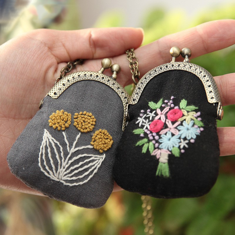 Jinhao collar hecho a mano DIY bordado boca Bolsa de Oro adornos creativo regalo femenino paño bordado kit suéter cadena