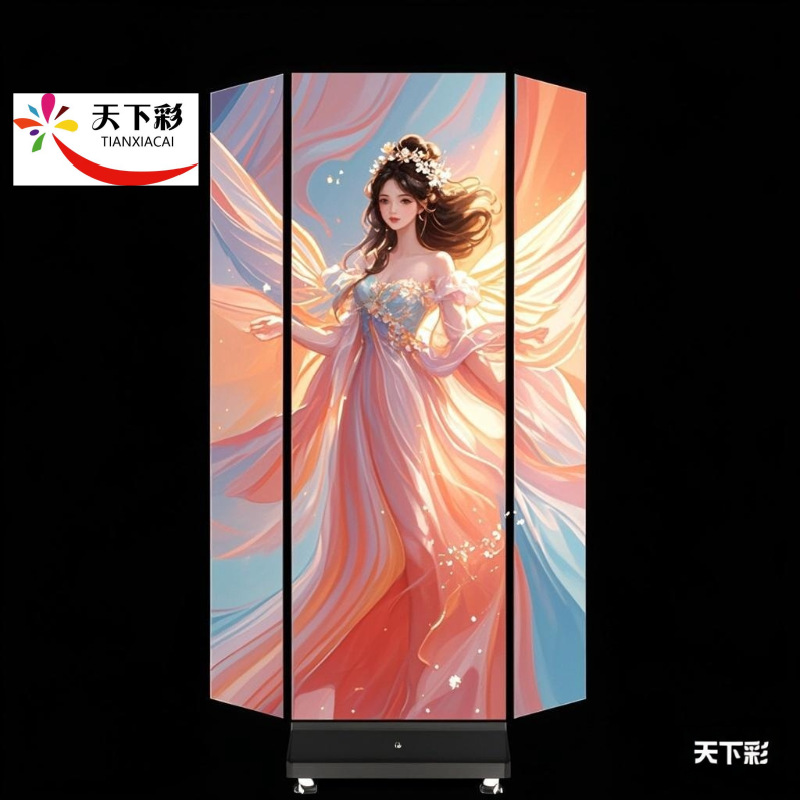 LED广告机室内P1.86三折叠LED显示屏双面LED海报屏可移动电子屏幕