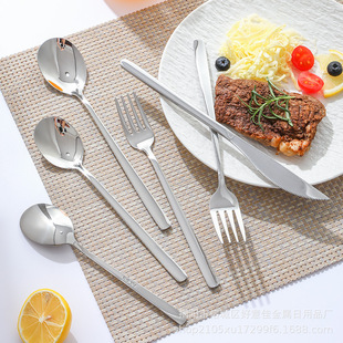 304 Stainless Steel Korean Knife, Fork and Spoon Mirror Polished Oval Spoon Golden Dessert Fork Sugar Spoon Gift Tableware Set