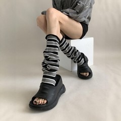袜套女2025秋冬新款秀场同款条纹羊毛堆堆袜撞色踩脚显瘦保暖腿
