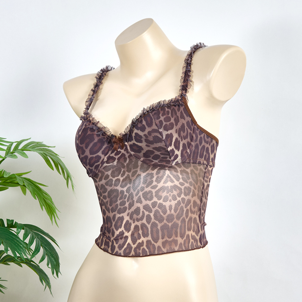 Canotta sexy in pizzo con stampa leopardata e ferretto_voghion.com
