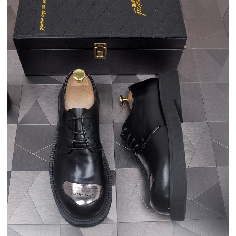 ShoeVault Neue Business-Schnürschuhe für Herren, Derby-Schuhe mit runder Zehenpartie, dicker Sohle und Plateau, die die Körpergröße erhöhen – ideal für Hochzeiten._voghion.com