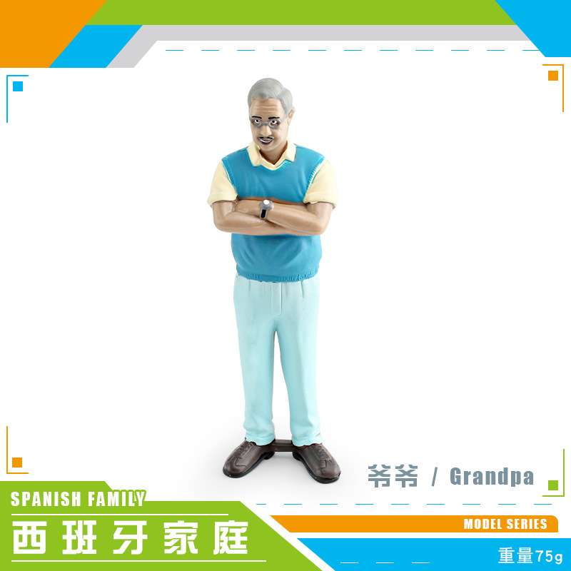 Simulación familia española figura modelo abuelo abuela Mamá y Papá niños y niñas mesa de arena muñeca decoración juguete