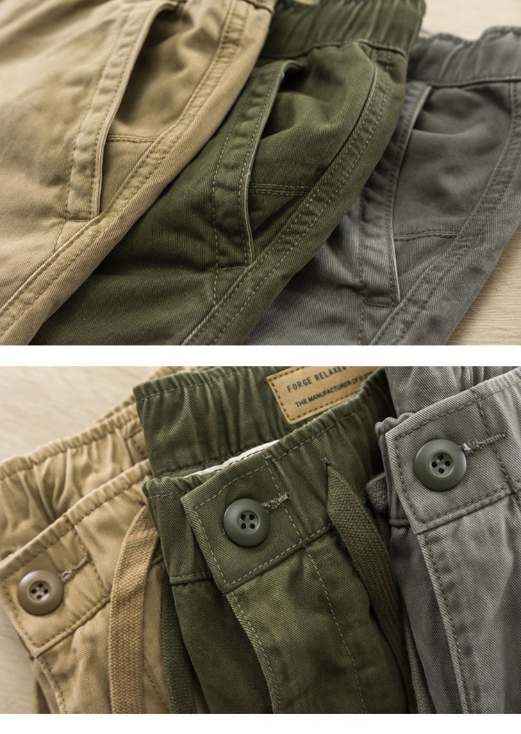 Herr cargo shorts i vintage stil i ventilerande bomull sommar_voghion.com