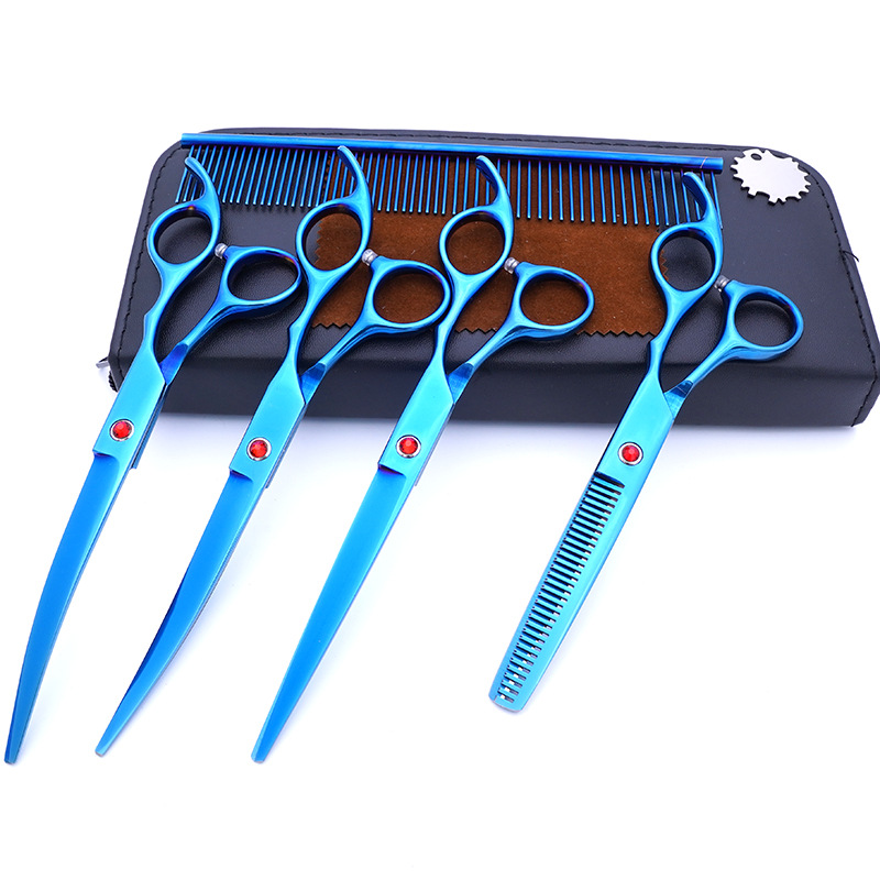Tijeras para mascotas, tijeras de corte de pelo para perros, tijeras de dientes delgadas profesionales, tijeras de corte de pelo, tijeras de pelaje, juego de herramientas de limpieza