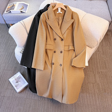 130-350斤大码女装胖mm秋冬呢子大衣英伦复古正肩中长款风衣外套