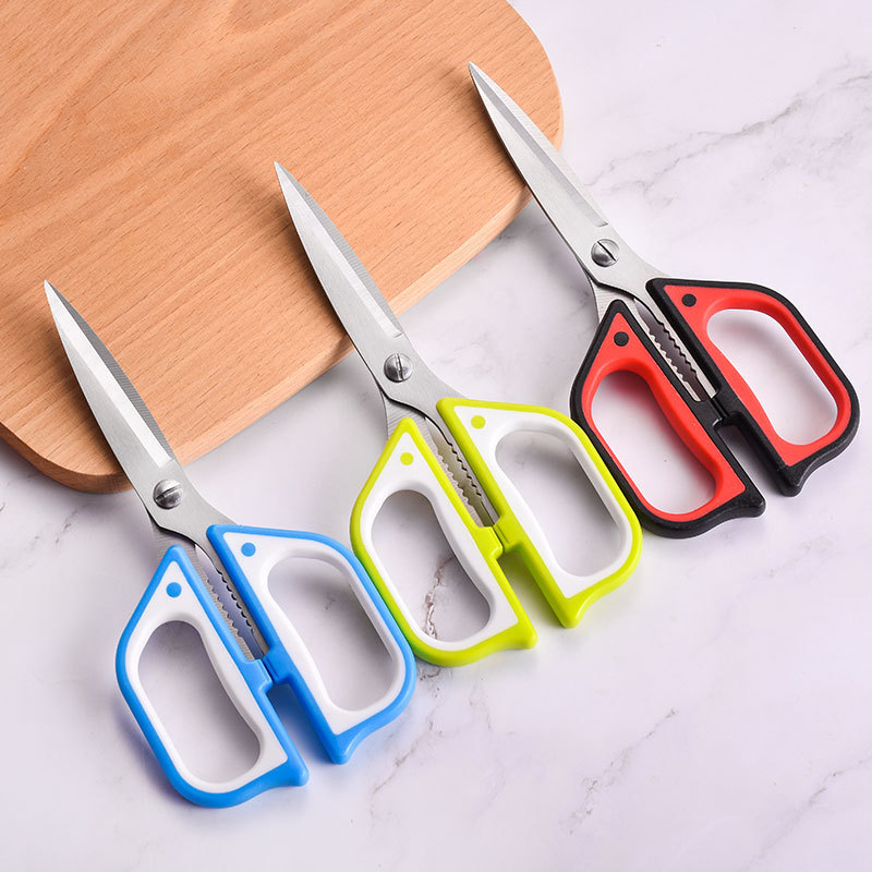 Fábrica al por mayor de acero inoxidable tijeras de hueso de pollo tijeras de oficina puntiagudas tijeras potentes tijeras de cocina multifuncionales para alimentos complementarios tijeras multiusos