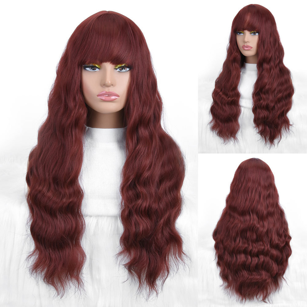 Synthetic Women's Chemical Fiber Long Style With Bangs Curly Hair Wig Full Headband Available In Multiple Colors_voghion.com