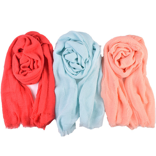 Autumn and winter new style literary candy color solid color single color large size women's cotton and linen scarf wholesale Yiwu solid color shawl