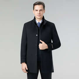 专柜正品男士水貂毛领双面羊毛大衣商务休闲中年爸爸保暖羽绒外套
