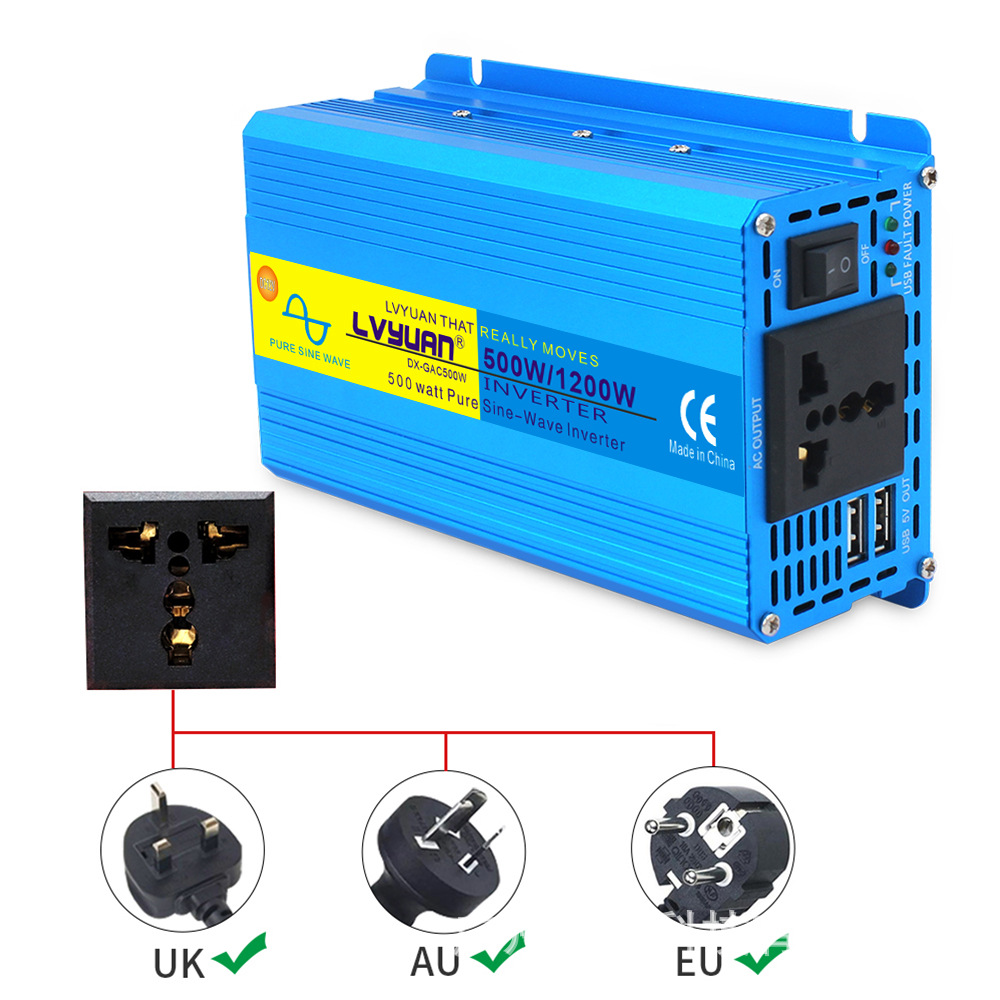 Luyuan 12V24V To 220V Inverter Power 500W/1200W Pure Sine Wave Inverter