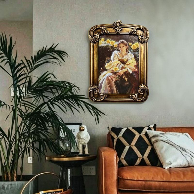 European-style vintage gold carved photo frame tabletop resin relief ornament decorative wall painting frame large size wholesale European-style vintage gold carved photo frame tabletop resin relief ornament decorative wall painting frame large size wholesale