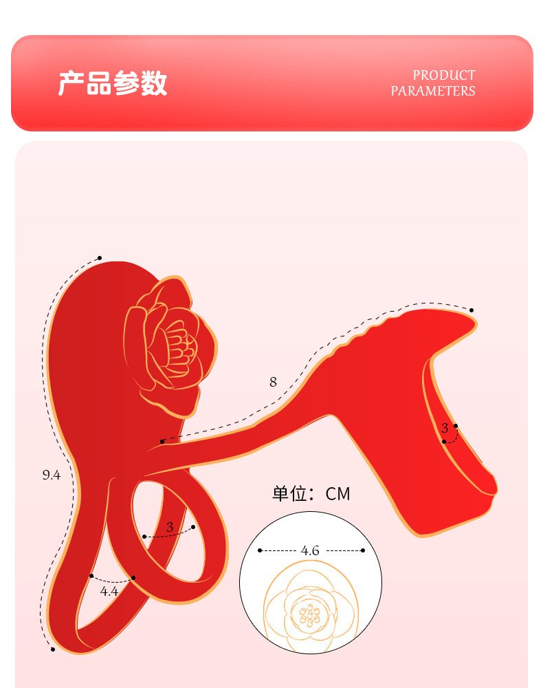 Rose Dual-Ring Vibrating Penis Ring with Remote, 10-Frequency Prostate Massager — detail image 20