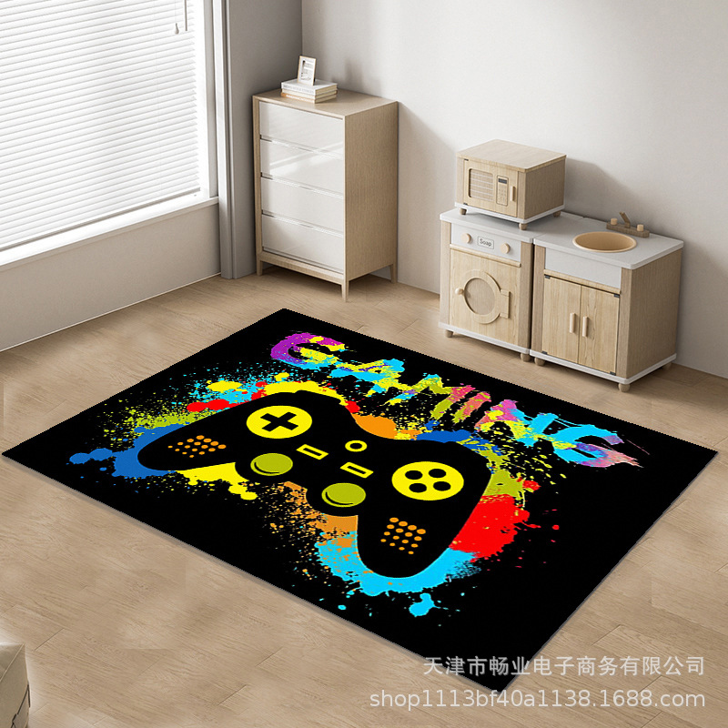 Amazon Cross-border spot consola de juegos alfombra videojuego mango alfombra de piso dormitorio de dibujos animados alfombra para niños se puede enviar