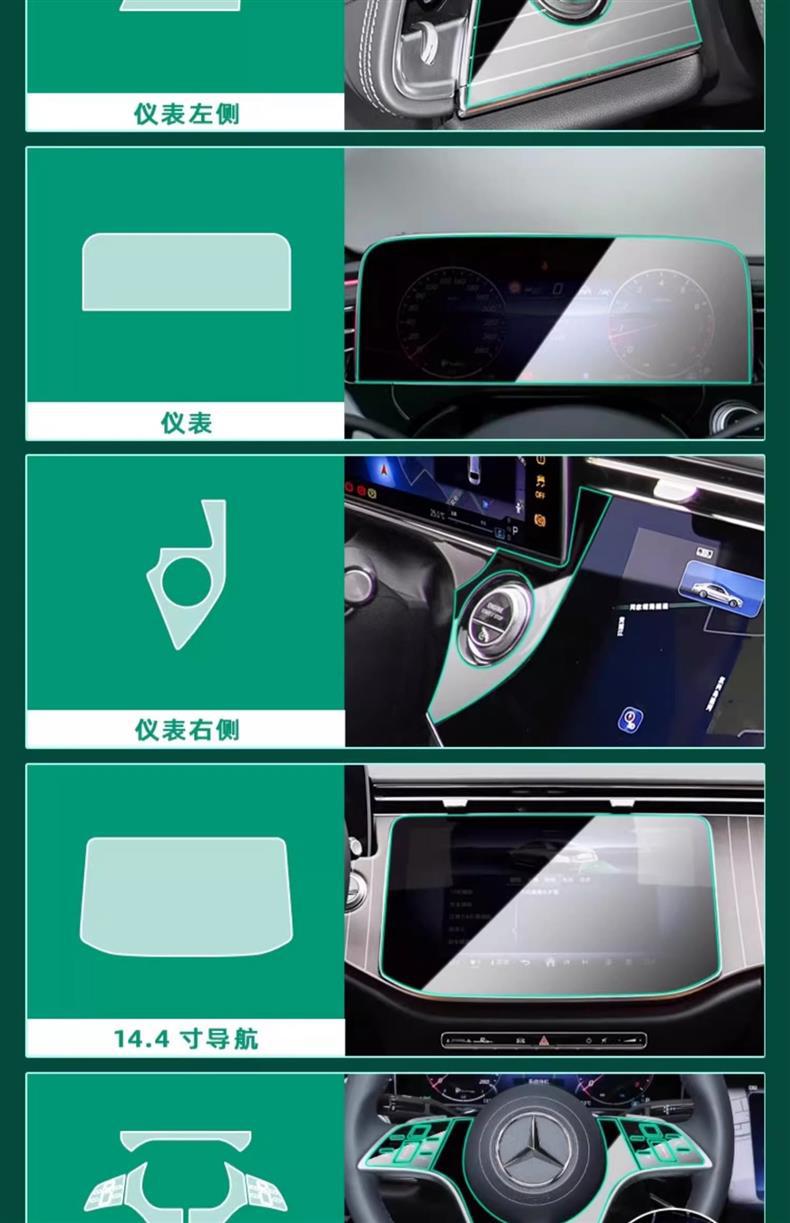 25 Mercedes-Benz E-Class E300L/E260L Interior Protection Central Control Film Navigation Instrument Screen Tempered Film Modification
