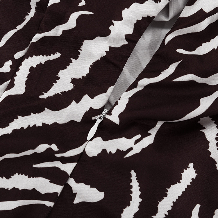 Striped Printing Loose Dress Casual round Neck Long Sleeve Dress Women Autumn Winter