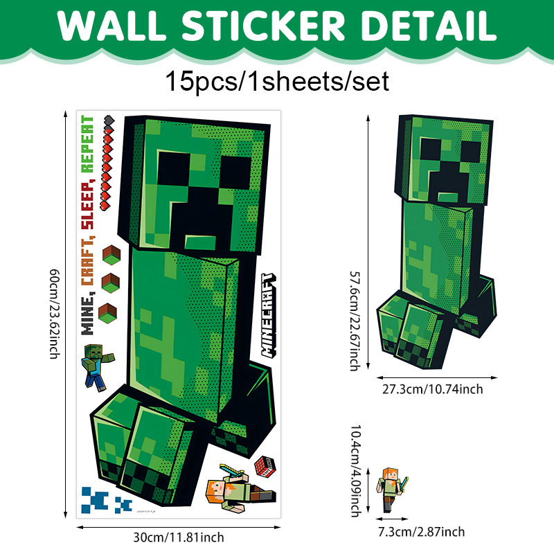 クロスボーダー Minecraft ランアウェイ Minecraft ウォールステッカー リビングルーム 子供部屋 ウォールステッカー 3D 壊れた壁 ウォールステッカー|undefined