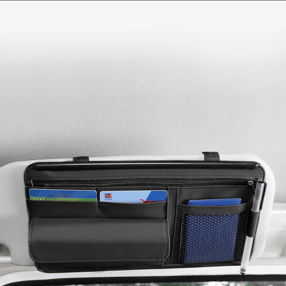 Car Sunshade Glasses Case, Document Receipt Holder, Car Rubber Frame Zipper, Multi-functional Card Bag Cosmetics Bag