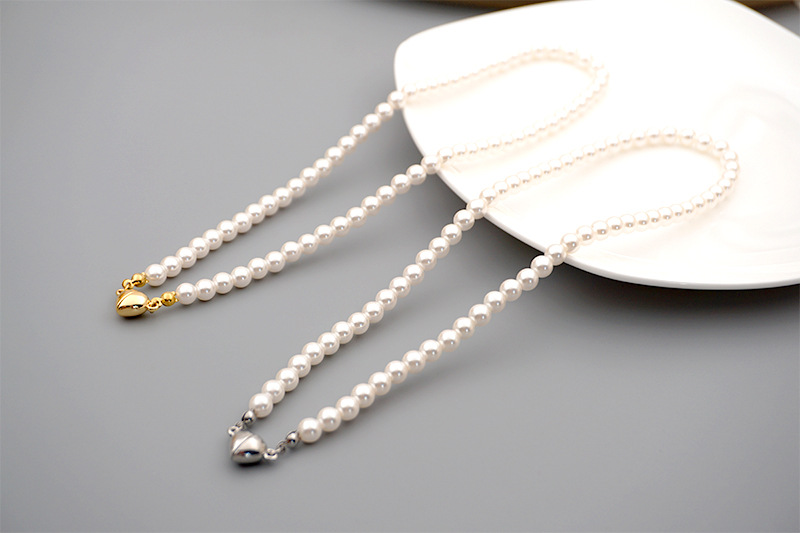 1 Piece Simple Style Heart Shape Artificial Pearl Alloy Beaded Womenu0027S Necklace