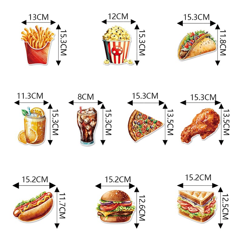 Tema de comida rápida decoración de cumpleaños etiqueta colgante en espiral papas fritas hamburguesa pizza colgante en espiral suministros para fiestas de cumpleaños