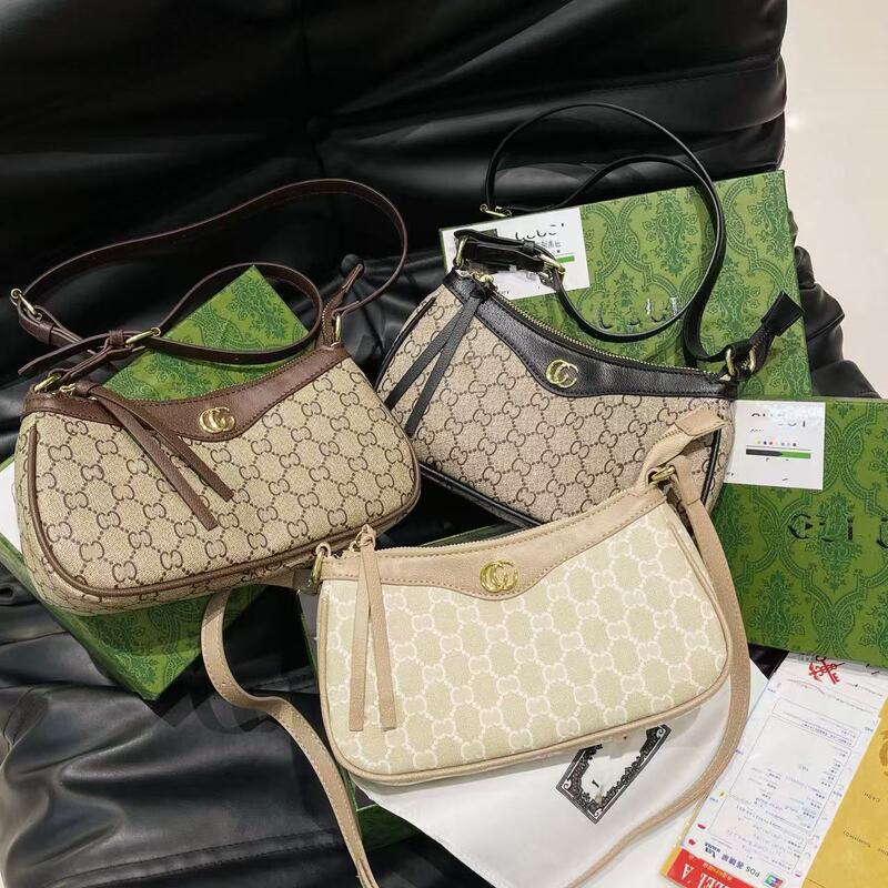Cross-Border Export New Ophidia Small Armpit Bag g Presbyopic Baguette Bag Hobo Mahjong Genuine Leather Shoulder Bag for Women Cross-Border Export New Ophidia Small Armpit Bag g Presbyopic Baguette Bag Hobo Mahjong Genuine Leather Shoulder Bag for Women