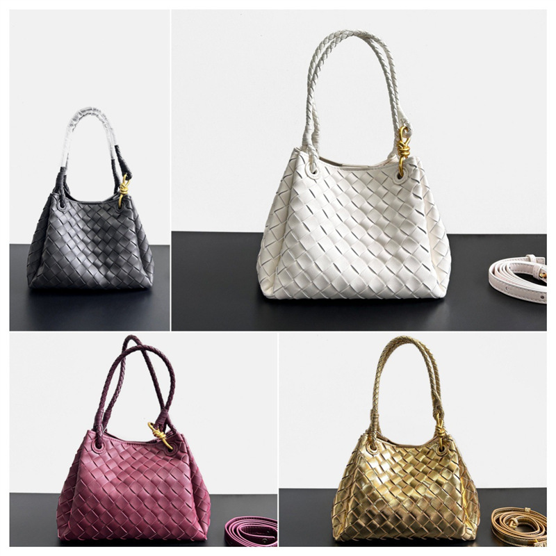 In-Stock B-Brand Bv Genuine Leather Handmade Parachute Bag for Women, 2025 New Niche Exquisite Handheld Crossbody Bucket Bag