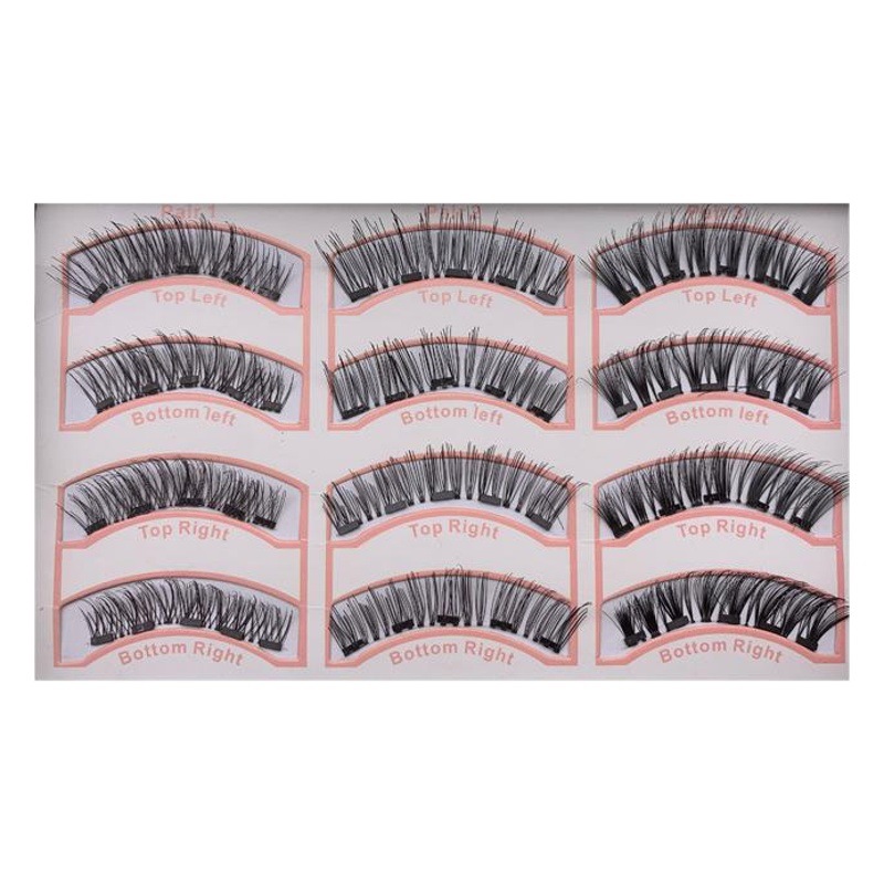 Imán imán fábrica de pestañas al por mayor tres pares 12 piezas pestañas magnéticas cinco pestañas falsas magnéticas sin pegamento europeas y americanas