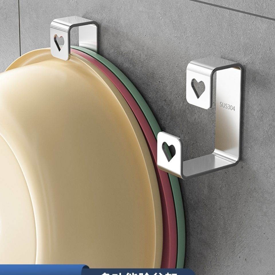 Pole -free stainless steel washbasin storage rack toilet