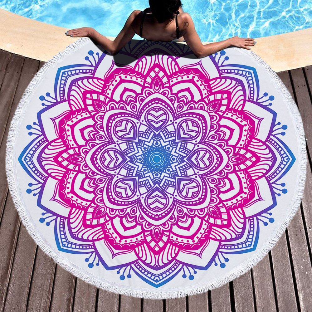 Nuevo estilo redondo Mandala estampado toalla de playa toalla de baño de microfibra cojín de patrón mandala