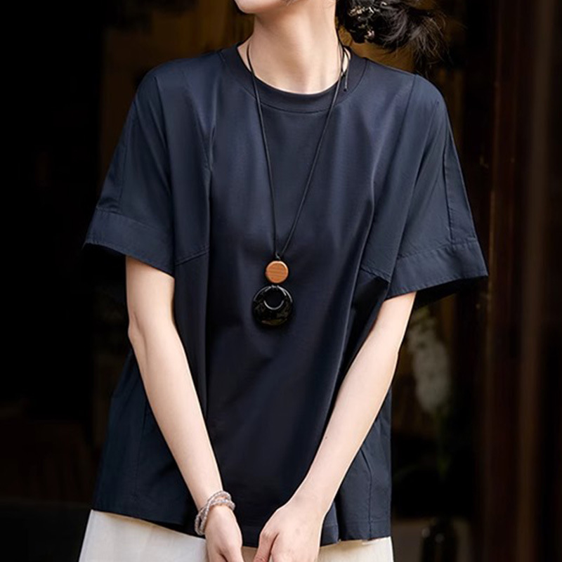 Loose-Fitting T-Shirt Cotton+Mulberry Silk+Modal Short-Sleeved Round-Neck Top 2026 New Summer Women's Clothing