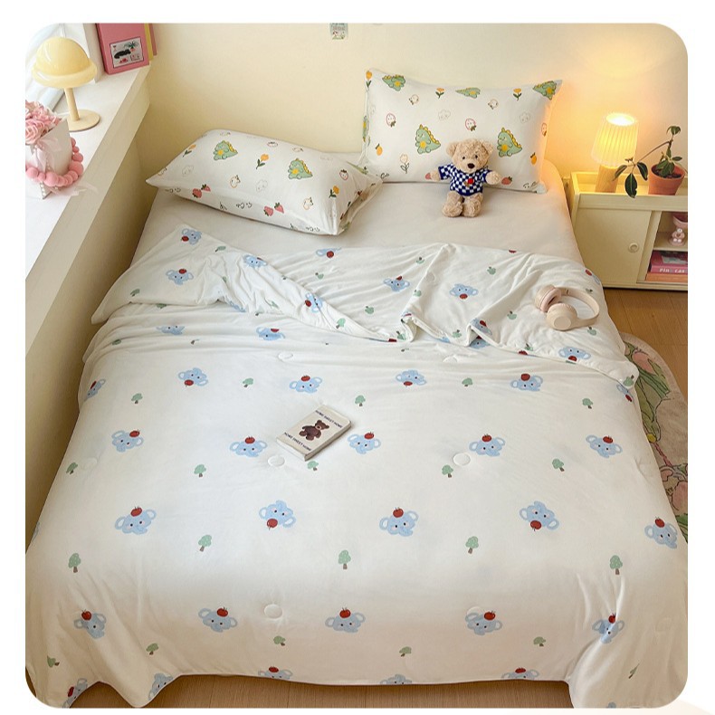 Edredón fresco de verano de algodón de punto individual y doble 2025 nuevo edredón de aire acondicionado de verano lavable a máquina para niños edredón fino
