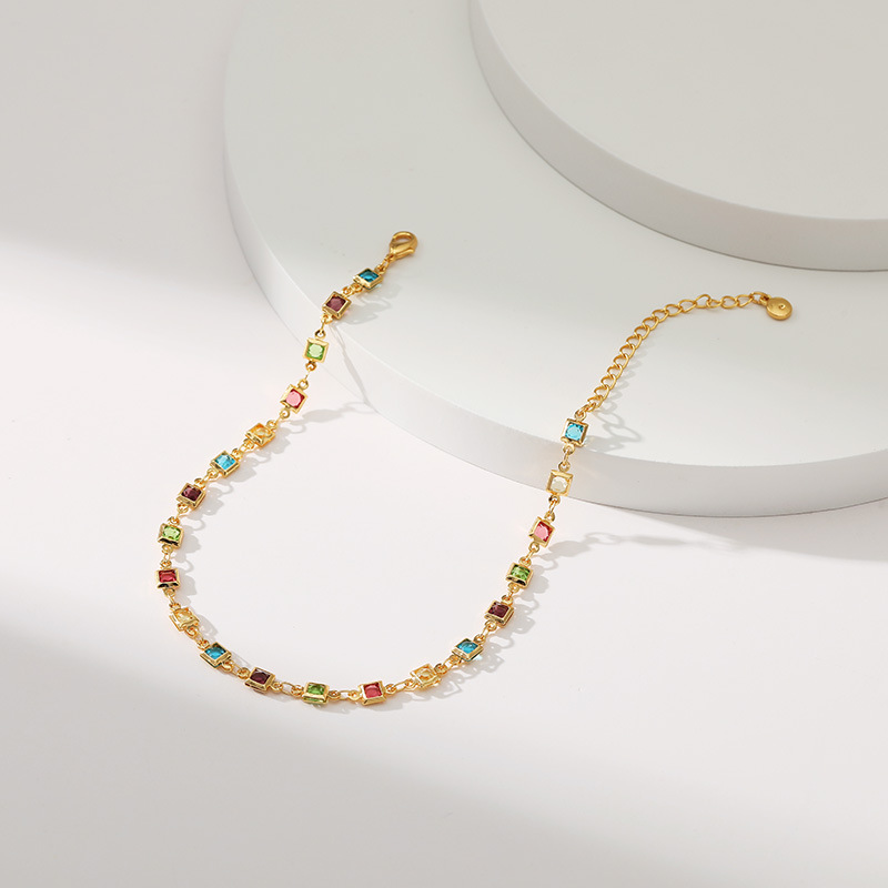 Daily Occasion 1 Piece Fashion Geometric Copper Inlay Zircon Women's Anklet